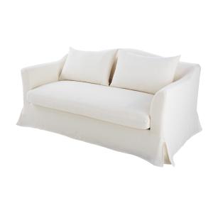 Canapé 2 places en lin blanc