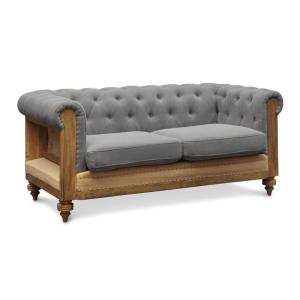 Canapé 2 places en lin et coton gris