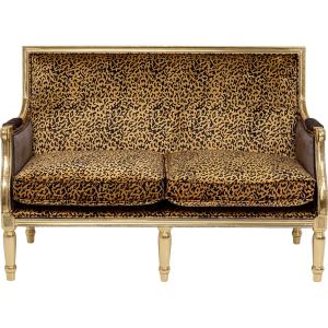 Canapé 2 places en polyester motifs léopard et manguier dor…