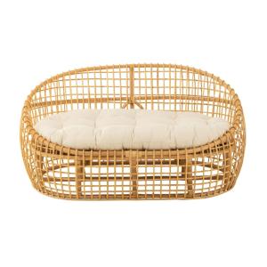 Canapé 2 places en rotin  avec coussin écru