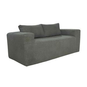 Canapé 2 places en tissu bouclette avec coussins vert L 160…