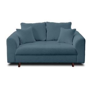 Canapé 2 places en tissu bouclette bleu nuit