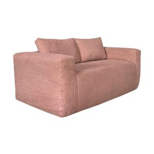 Canapé 2 places en tissu côtelé avec coussins rose L 160 cm…