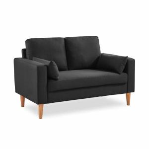 Canapé 2 places en tissu gris chiné foncé style scandinave…