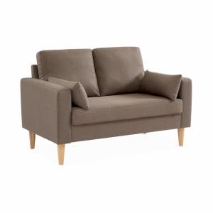 Canapé 2 places en tissu marron style scandinave