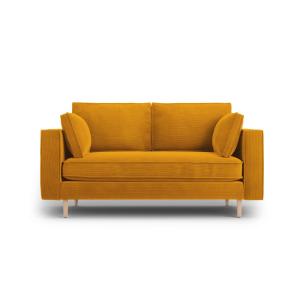 Canapé 2 places en tissu structuré jaune