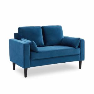 Canapé 2 places en velours bleu style scandinave