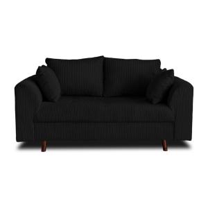 Canapé 2 places en velours côtelé noir