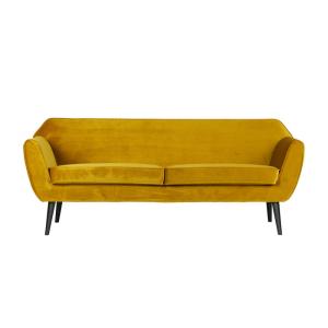 Canapé 2 places en velours doux jaune ocre