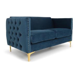 Canapé 2 places joshua velours bleu