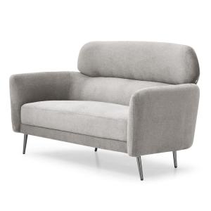 Canapé 2 places moderne avec haut dossier tissu doux gris