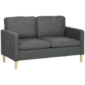Canapé 2 places rangements intégrés pieds bois tissu aspect…