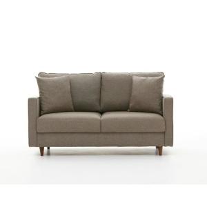Canapé 2 places tissu beige dossier haut