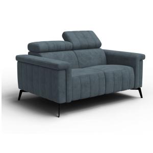 Canapé 2 places, tissu bleu gris