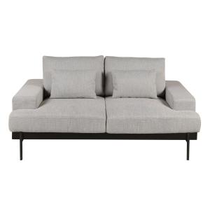 Canapé 2 places tissu gris design et pieds métal noir mat