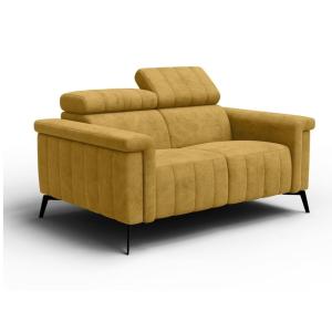Canapé 2 places, tissu moutarde