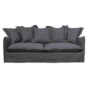 Canapé 3/4 places en lin gris anthracite