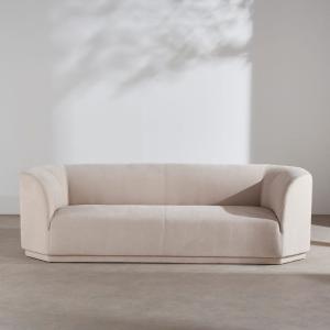 Canapé 3/4 places en textile tramé beige