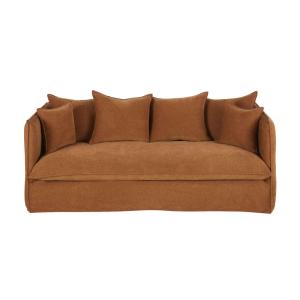 Canapé 3/4 places en tissu chenille coloris bronze
