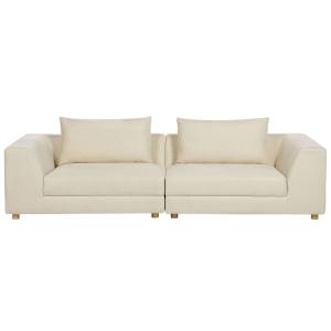 Canapé 3 places 3 personnes en tissu beige