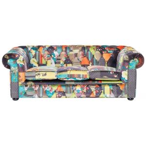 Canapé 3 places 3 personnes en tissu multicolore