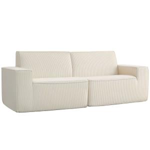 Canapé 3 places assise rembourrée en velours côtelé beige…