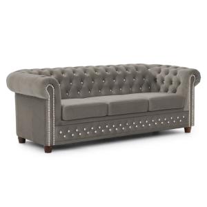 Canapé 3 places Chesterfield en velours gris