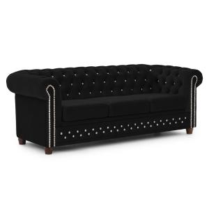 Canapé 3 places Chesterfield en velours noir