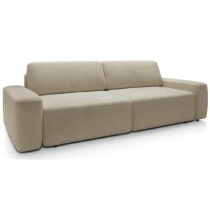 Canapé 3 places convertible, en tissu chenille, beige