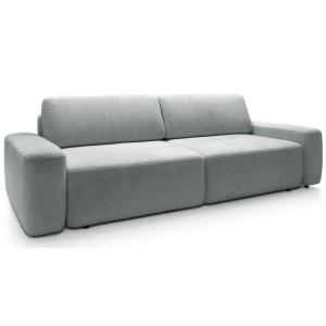 Canapé 3 places convertible, en tissu chenille, gris clair
