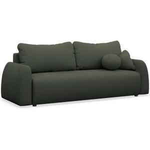 Canapé 3 places convertible en tissu chenille vert foncé