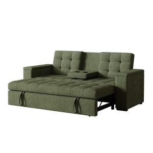 Canapé 3 places convertible vert velours côtelé