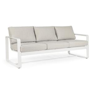 Canapé 3 places en aluminium blanc, tissu oléfine couleur t…