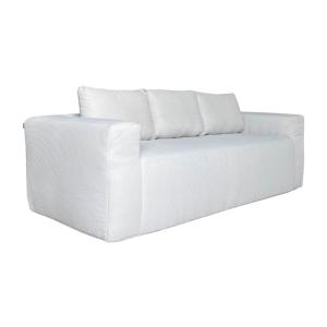 Canapé 3 places en tissu côtelé avec coussins écru L 200 cm…