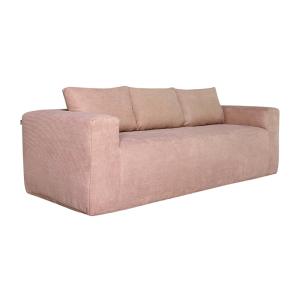 Canapé 3 places en tissu côtelé avec coussins rose L 200 cm…