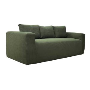 Canapé 3 places en tissu côtelé avec coussins vert L 200 cm…