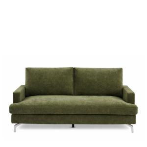 Canapé 3 places en tissu pieds chrome - Terracotta