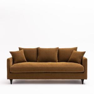 Canapé 3 places en tissu pieds tournés - Bronze