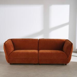 Canapé 3 places en tissu texturé marron écureuil