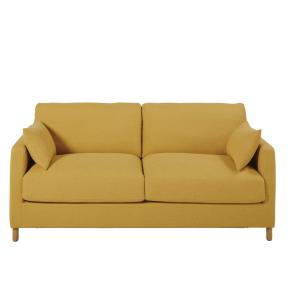 Canapé 3 places jaune moutarde