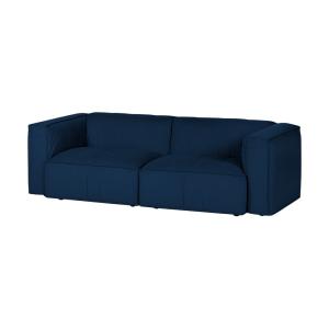 Canapé 3 places Lobi, bleu marine foncé en tissu velours, 2…