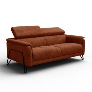 Canapé 3 places, tissu orange foncé