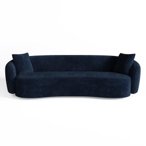Canapé 3 places tissu tramé toucher doux bleu nuit 210cm