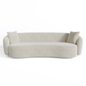Canapé 3 places tissu tramé toucher doux crème 210cm