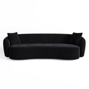 Canapé 3 places tissu tramé toucher doux noir 210cm