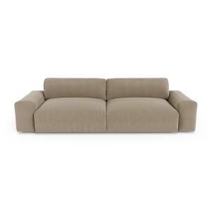 Canapé 3 places tissu tramé toucher doux taupe 220cm