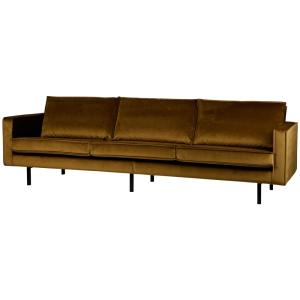 Canapé 3 places tissu velours jaune miel