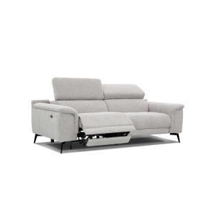 Canapé 3 places XXL avec 1 relax électrique tissu beige cla…