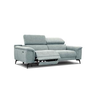 Canapé 3 places XXL avec 1 relax électrique tissu bleu clai…