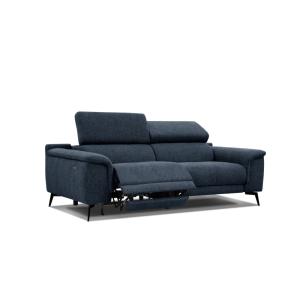 Canapé 3 places XXL avec 1 relax électrique tissu bleu fonc…
